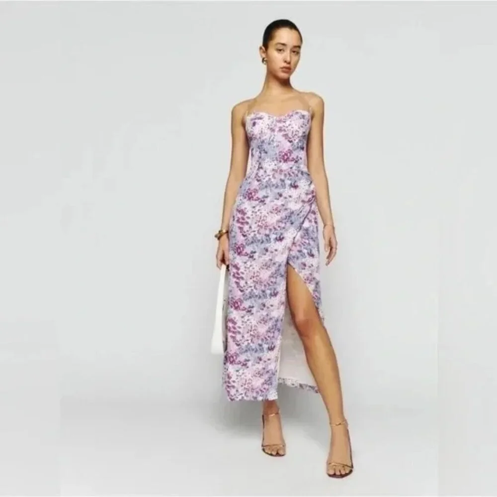 Reformation - Kourtney Purple Floral Midi Dress - Picture 2 of 6